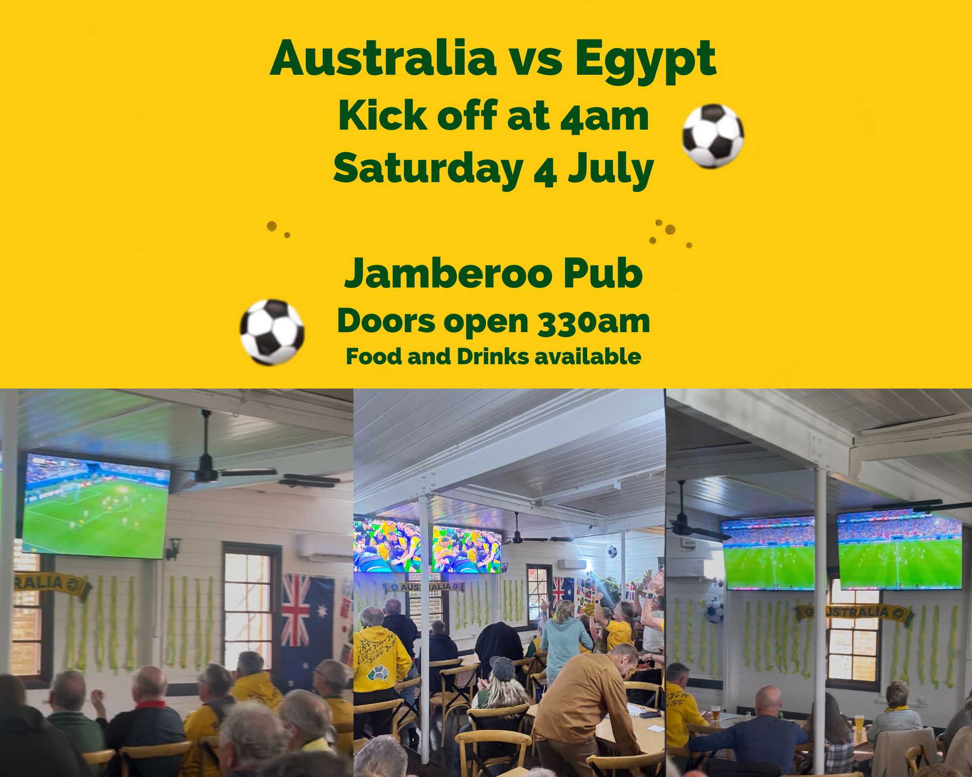 World Cup Match Australia v Egypt Saturday 4 July 2026