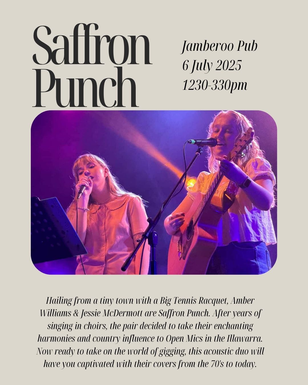 Join us this Sunday afternoon for Saffron Punch
